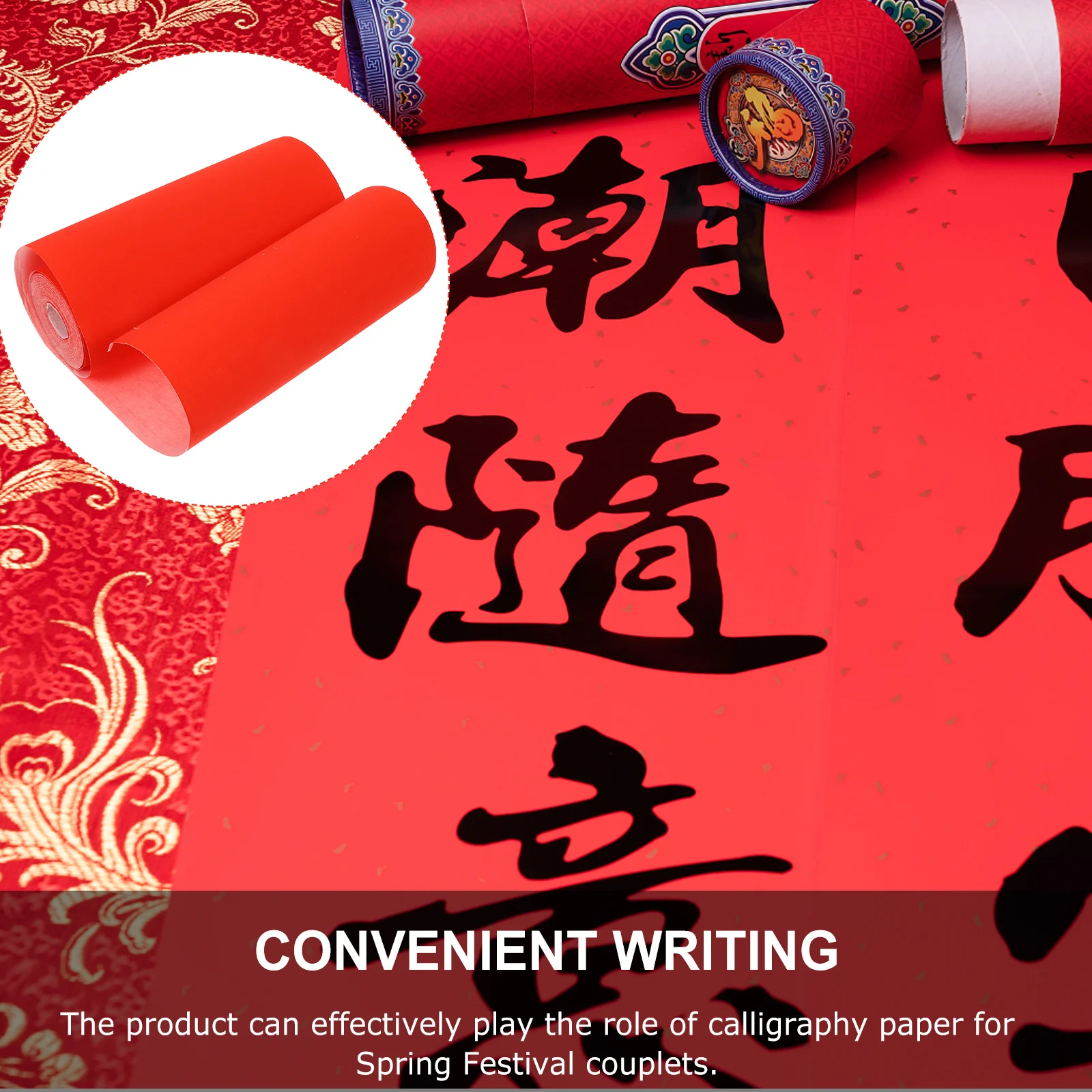 

Red Xuan Paper Roll 1 Piece Heavy Duty Rice Paper for New Year Decor Wedding Calligraphy Student Stationery Art Craft Project