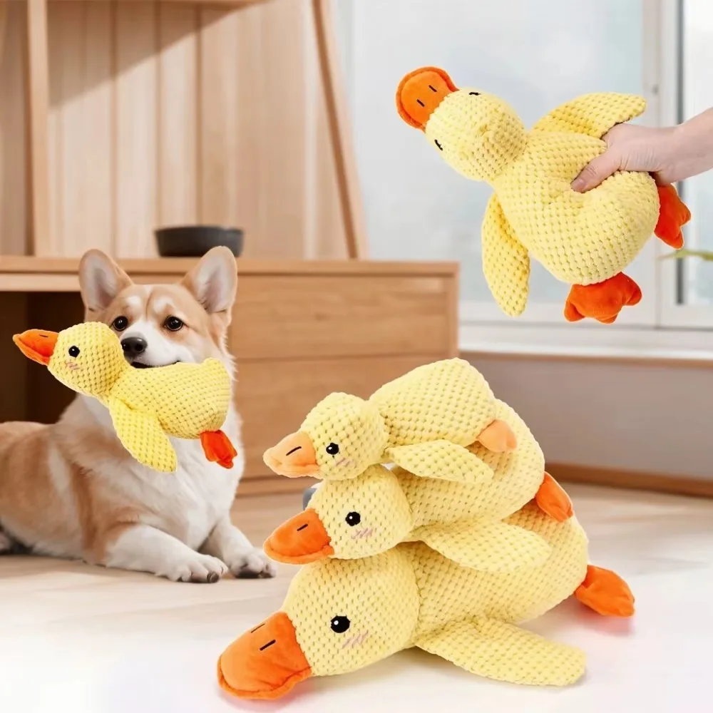 Sleeping Duck Plush Dog Toy, Bite Resistant Squeaky Teeth Grinding Toy, Stress Relief Companion Sleep Toy for Small & Large Dogs