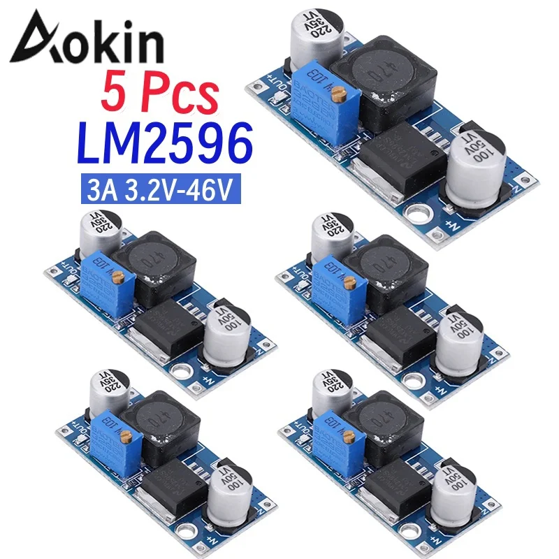 5Pcs LM2596S Step Down Module DC to DC Buck Converter Voltage Regulator Conversion Power Supply Module LM2596 Adjustable Output