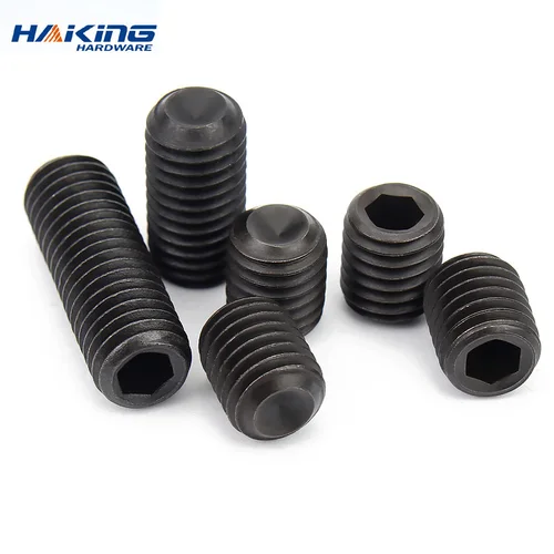 Imagen 2 del producto 10/50 Uds M2 M2.5 M3 M3.5 M4 M5 M6 M8 DIN916 grado negro 12,9 acero de aleación hexagonal punta de copa Allen juego de tornillos sin cabeza perno