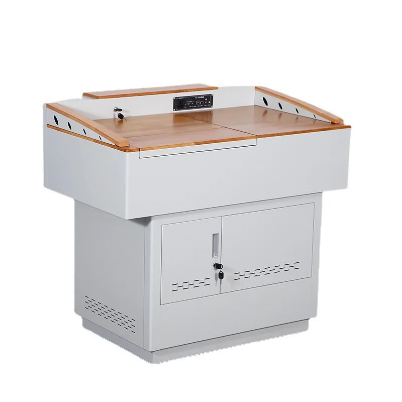 

Multimedia Podium School Classroom Multifunctional Flip Monitor Podium Teacher Lecture Table Smart Classroom Computer Desk