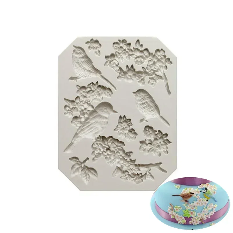 Kitchen Household Cake Mould Magpie Bird Rose Leaf Modeling Silicone Mould Sugar Cake Baking Tools Epoxy Resin Molds Accessories