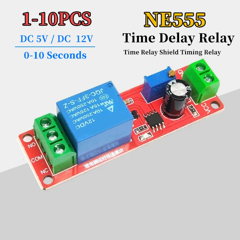 1-10Pcs NE555 Timer Switch Adjustable Disconnect Module Time delay relay Module DC 12V Delay relay shield 0~10S