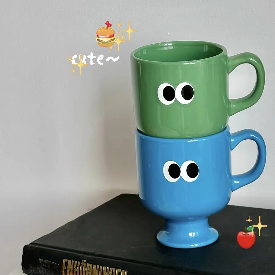 

Adorable Large Eye High Leg Dopane Retro INS Cerc Coffee Cup Couple Water Cup Cute Sle 250ml Capaci Made i...