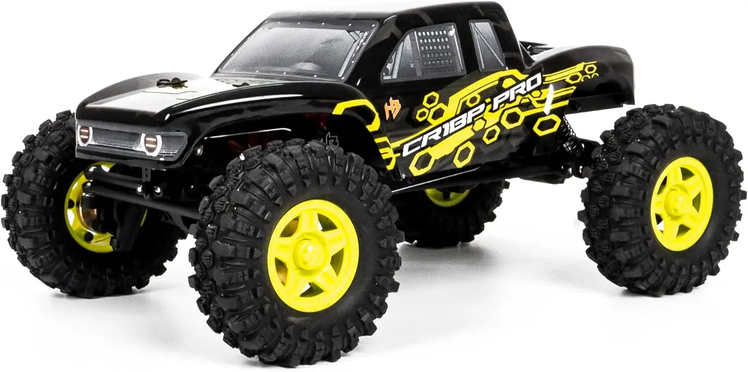 1/18 RC Crawler Brushless 4x4 RTR Rock Crawler, 2.4GHz 4CH Transmitter with 3S Lipo Battery, Remote Control Car 4WD Off-Road for Adults, Yellow