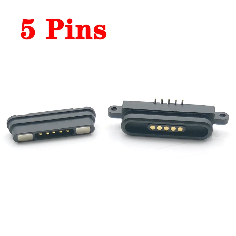 1/2/5/10 Pair 2A Magnetic Pogo Pin Connector 5 Positions Spring Loaded Pogopin Male Female Contact Strip 5Pin DC Charging Socket