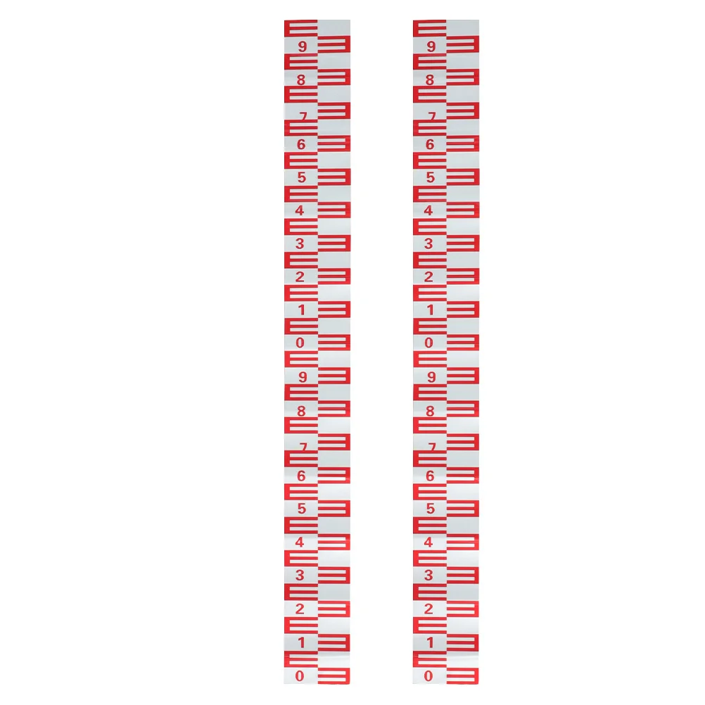 2 قطعة مسطرة مستوى مياه حمام السباحة، مؤشر قياس الشريط، ملصق عاكس للضوء باللون الأحمر