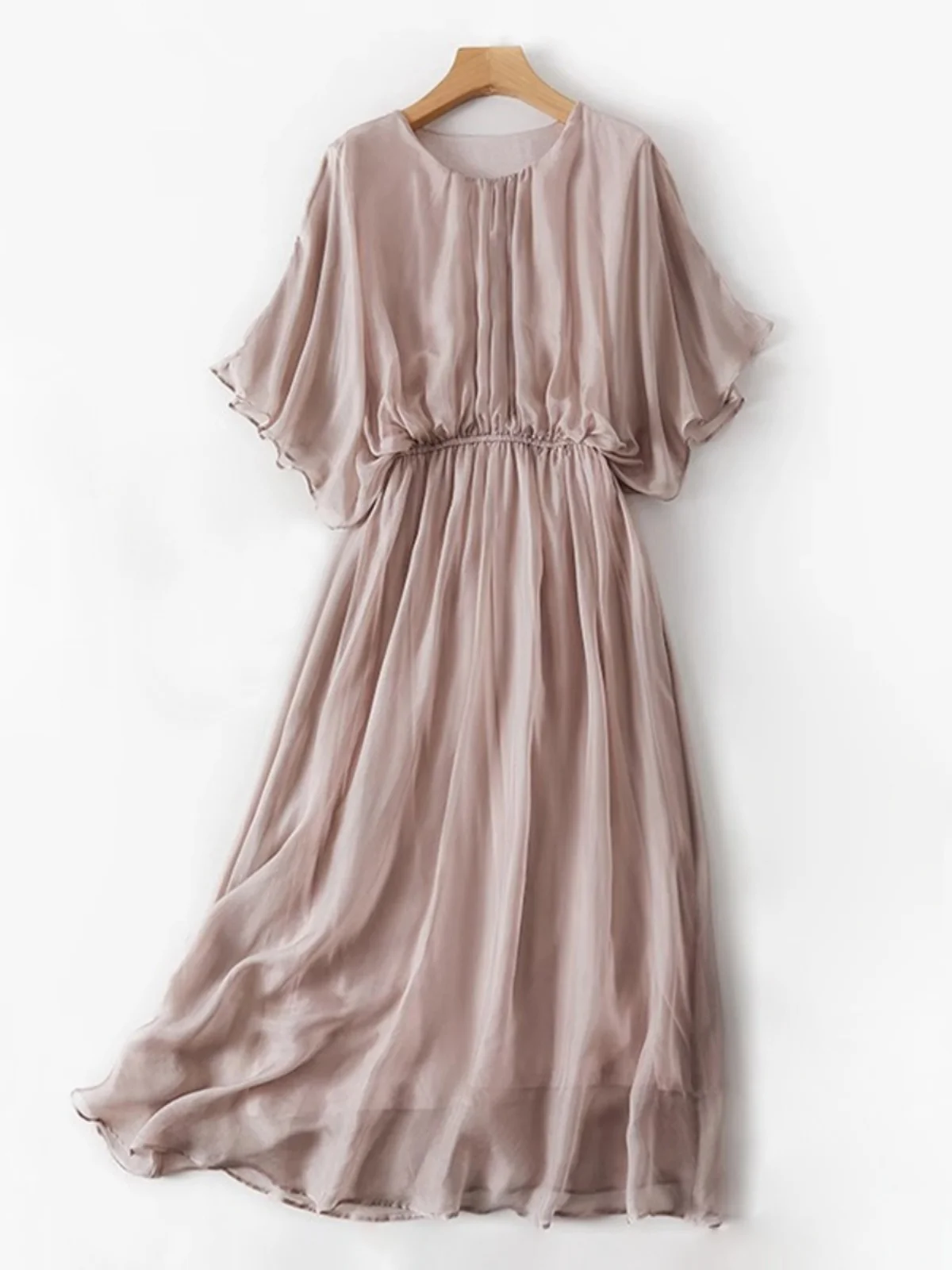 

Элегантное женское шелковое платье пастельных тонов в нежном стиле, стройнящее, длинное, летнее, 2026, для города, пляжа, повседневной носки, путешествий