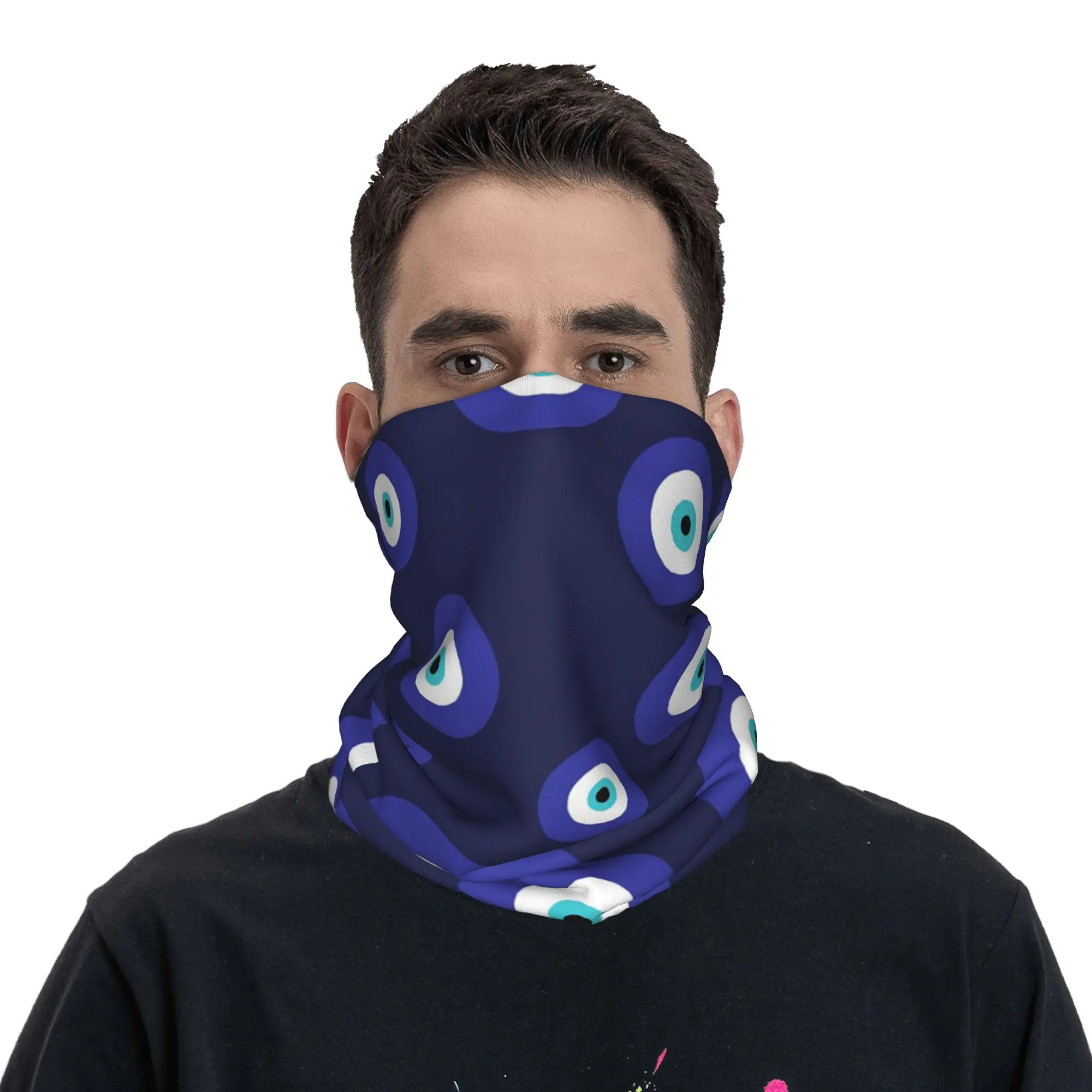 

Дышащая бандана-маска для лица с синими глазами, для спорта на открытом воздухе, для мужчин и женщин, взрослых