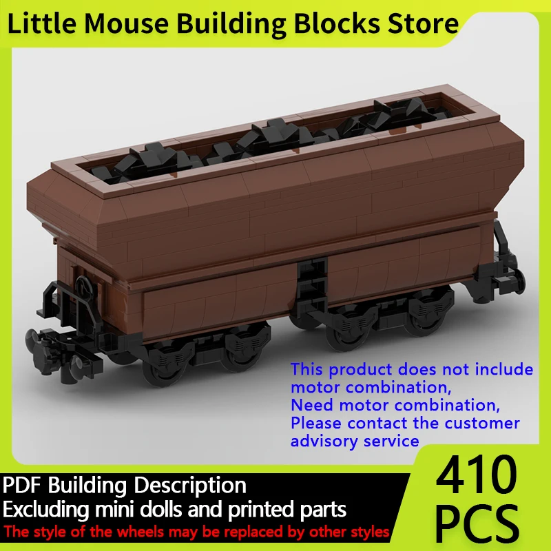 Model Mobil Kota MOC Balok Bangunan Kereta Api Gerbong Barang Massal Teknologi Modular Hadiah Liburan Rakitan Mainan Anak-Anak