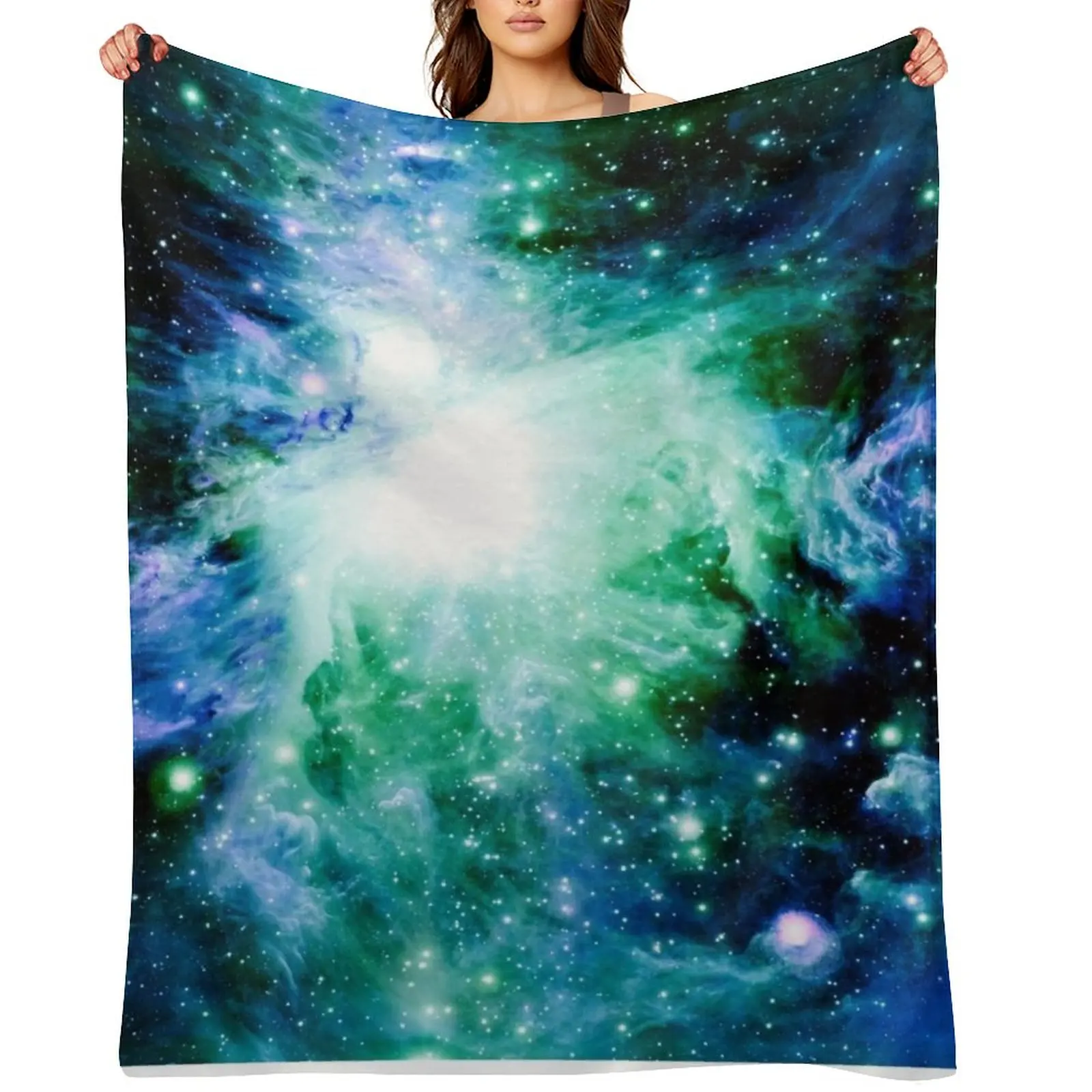 

Galaxy Orion Nebula Blue Teal Green Throw Blanket Stuffeds Loose Luxury St Bed linens Blankets