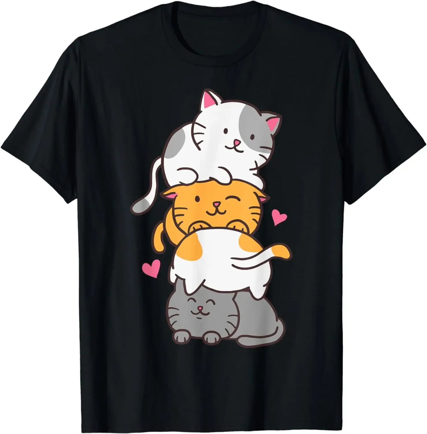 Cat Cats Cute Kitty Pile Anime Kawaii Neko T-Shirt Cute Graphic T Shirts  Aesthetic  Shirts for Women  Ropa De Mujer