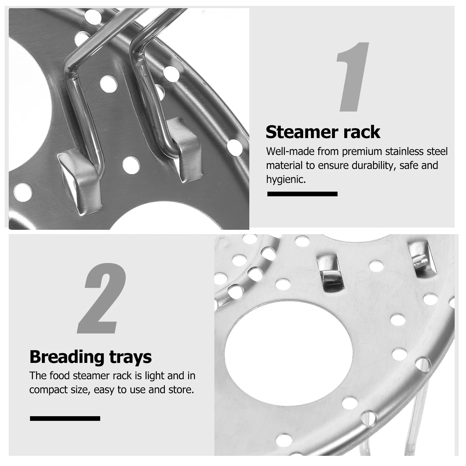 

2pcs Stainless Steel Steaming Rack Premium Heat-Resistant Kitchen Accessory For Pot Steam Basket Cooking Household Use