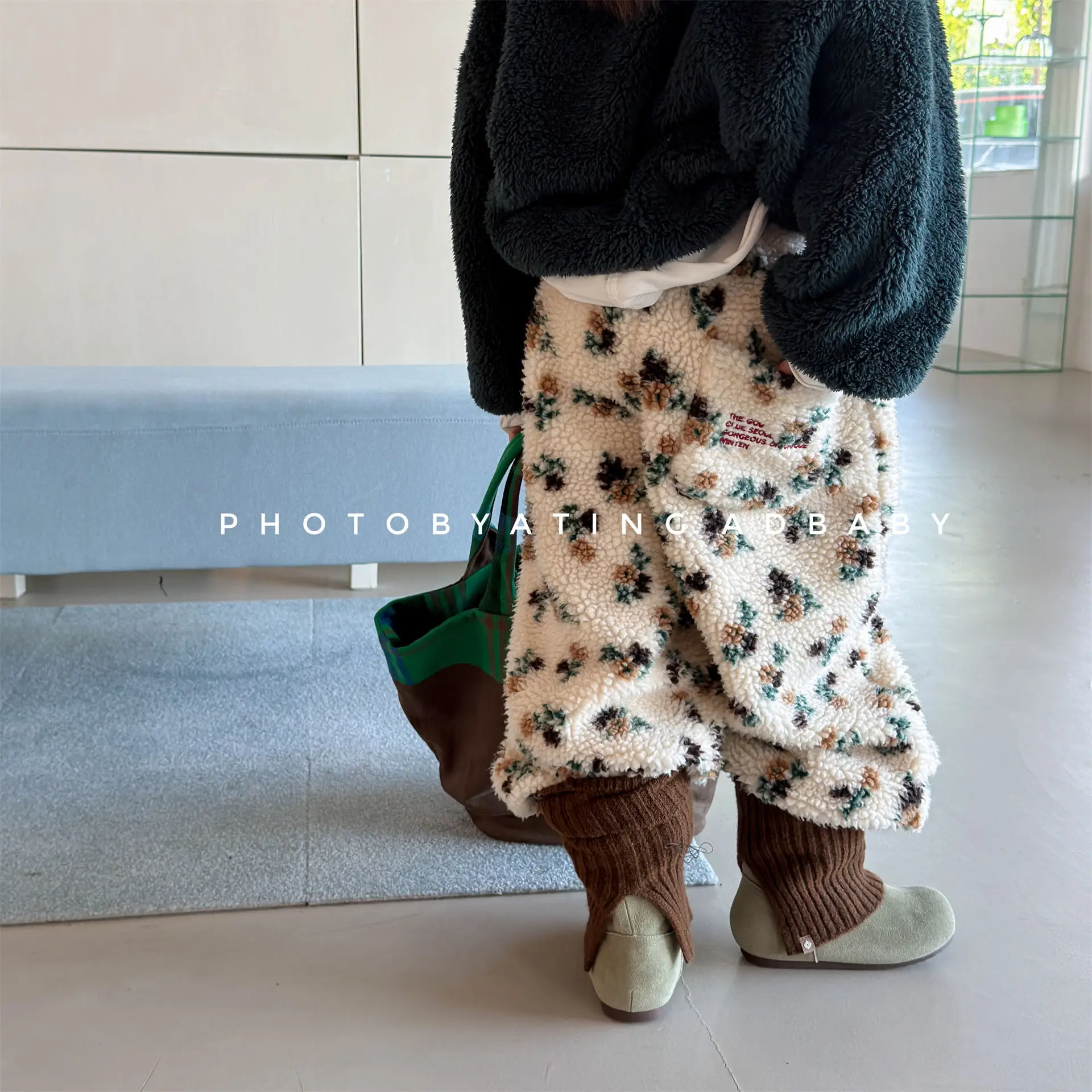 2026 Winter New Children Lamb Fleece Trousers Boy Girls Plus Velvet Thick Casual Pants Baby Warm Fleece Harem Pants Kids Clothes