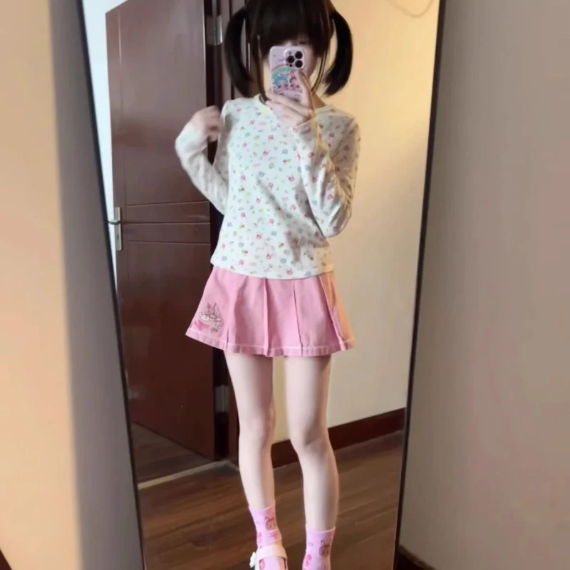 Japanese Original Summer New Women's Clothing Animal Cartoon Cute Sweet Embroidered Lace Skirt Versatile Thin Mini Skirts Ladies