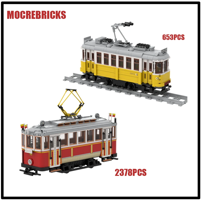 

MOC City Railway Series Прага/Лизобон Трамвай Поезда Модель Строительный блок Технология Кирпичи Детские игрушки Подарки на день рождения