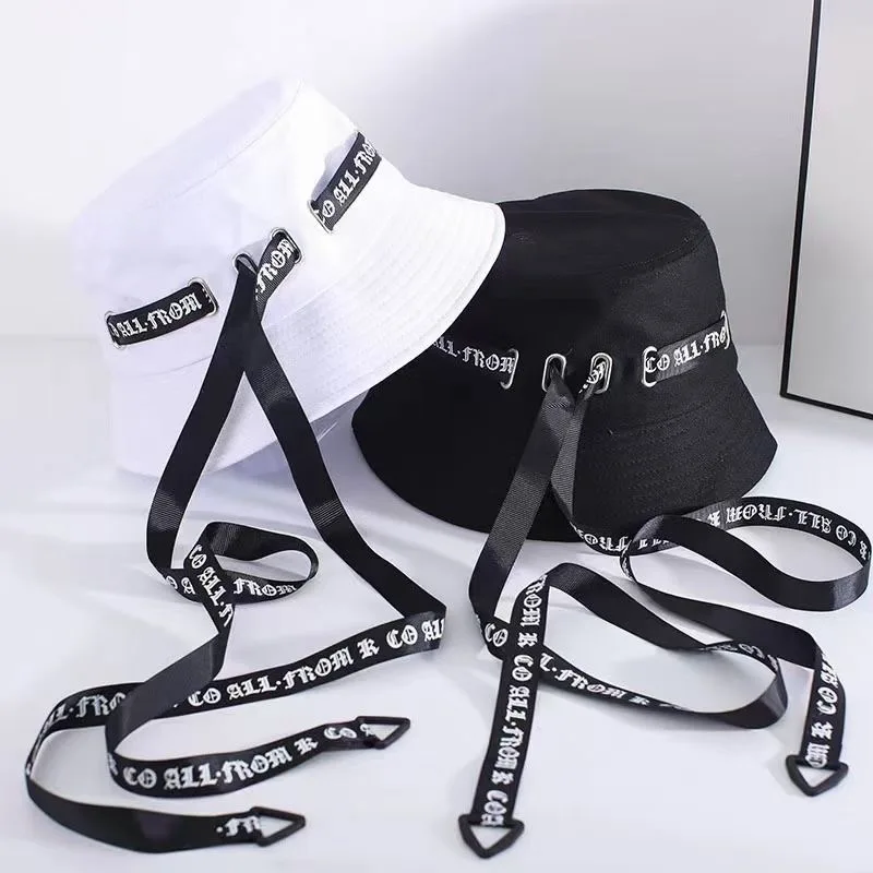 Cute Cat Ears Bucket Hat for Women Men Designer Ribbon Hip Hop Fisherman Cap with Strings Sun Protection Bob Panama Hats