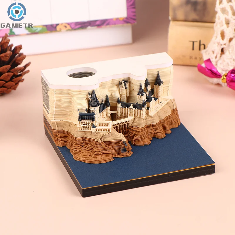 Castl Desk Calendar With LED Lights 2025 Calendar Memo Pad Creative Desk Calendar DIY Notes Notepad 3D Art Calendar Paper