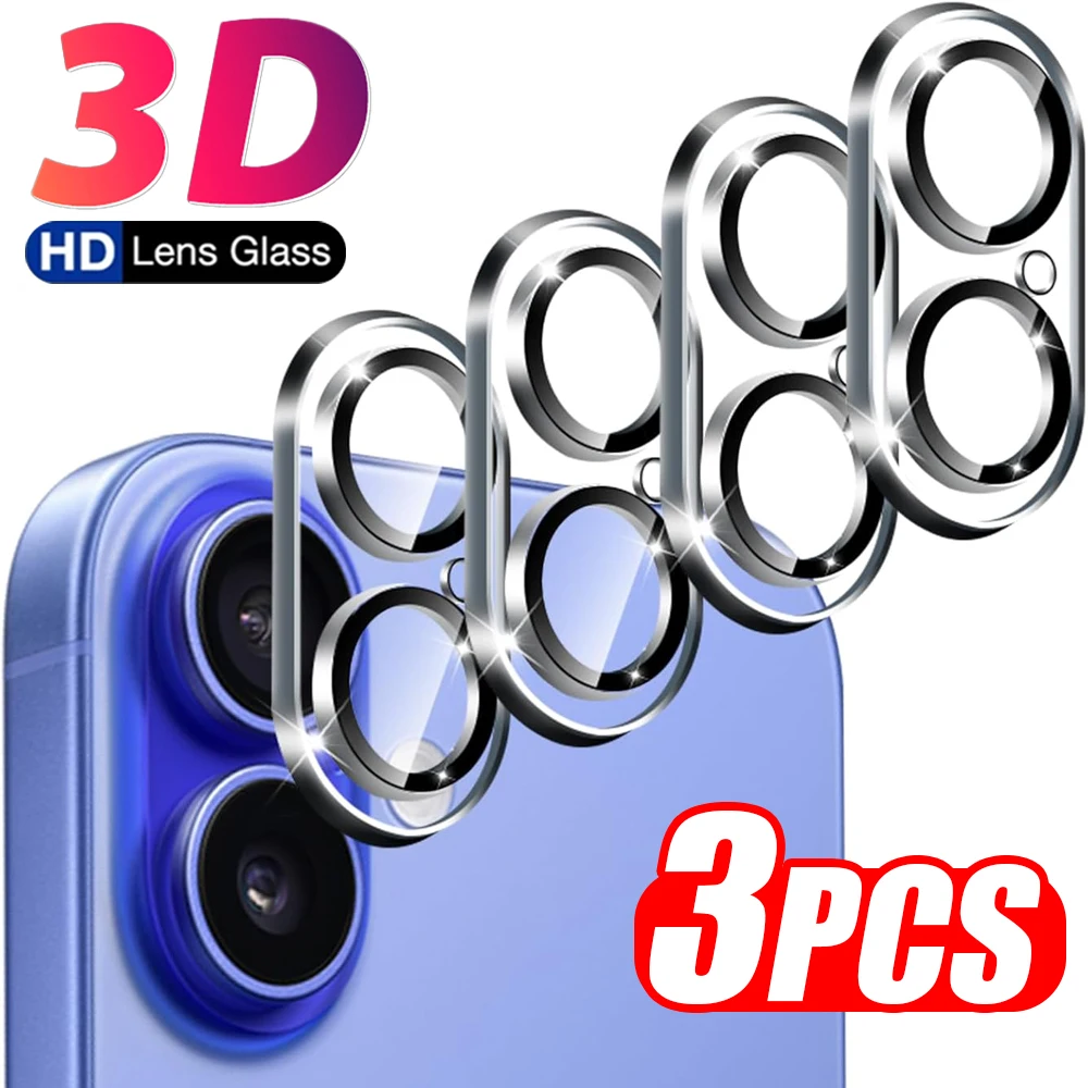 3PCS Tempered Glass Camera Lens Protectors for IPhone 16 ProMax/16 Pro/16 Plus/16 HD Clear Waterproof Lens Protective Films