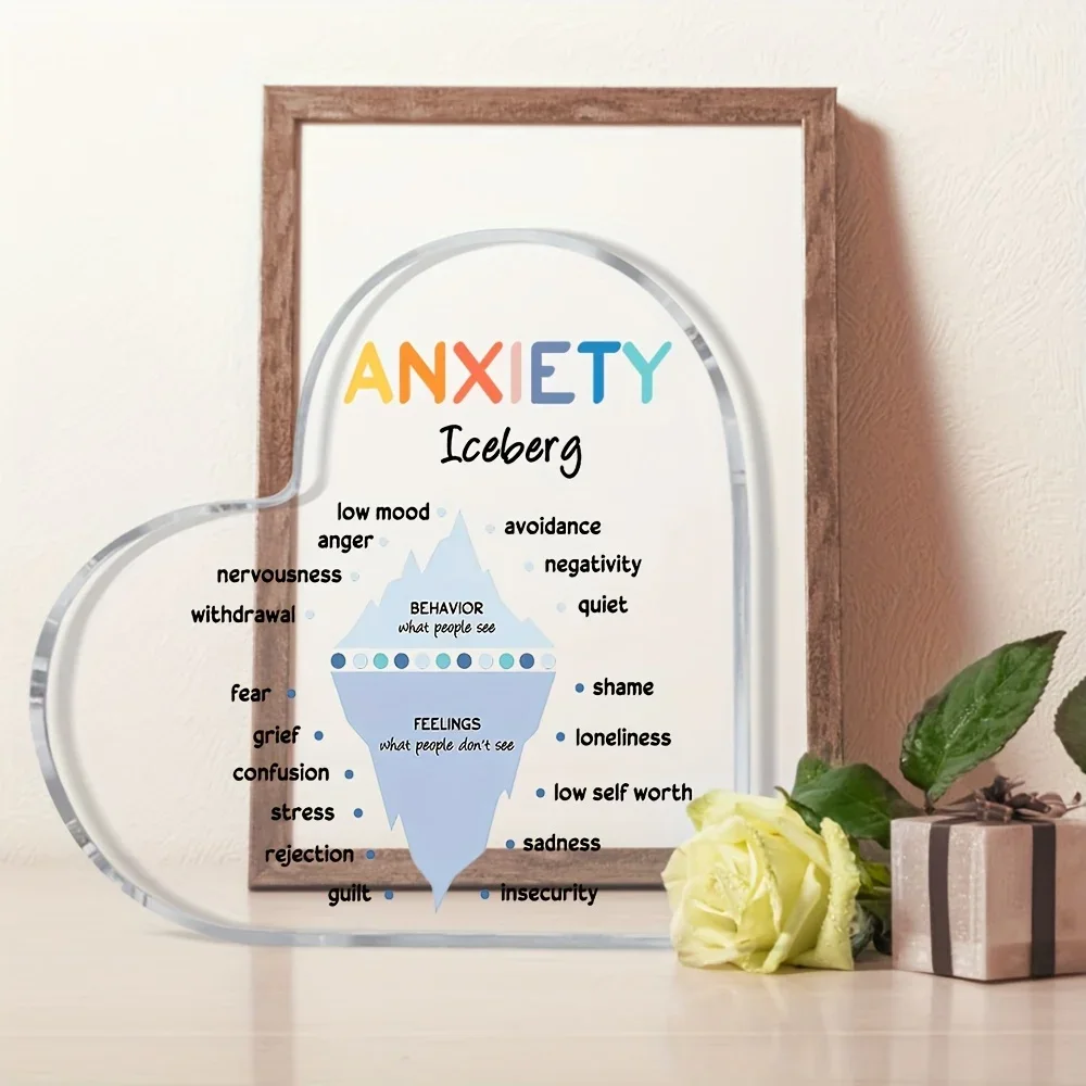CIFBUY Acrylic Sign 2D Flat Heart Shaped Mental Health Awareness Quote Plaque Sentimental Keepsake Home Decor Gift for Family