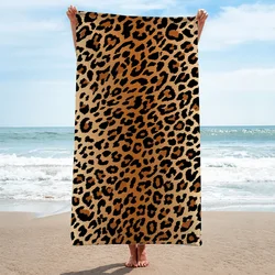 Microfiber Beach Towel Leopard Pattern Quick Dry Bath Towel Sandproof Summer Swimming Washcloth Bath Bathroom Decor ﻿