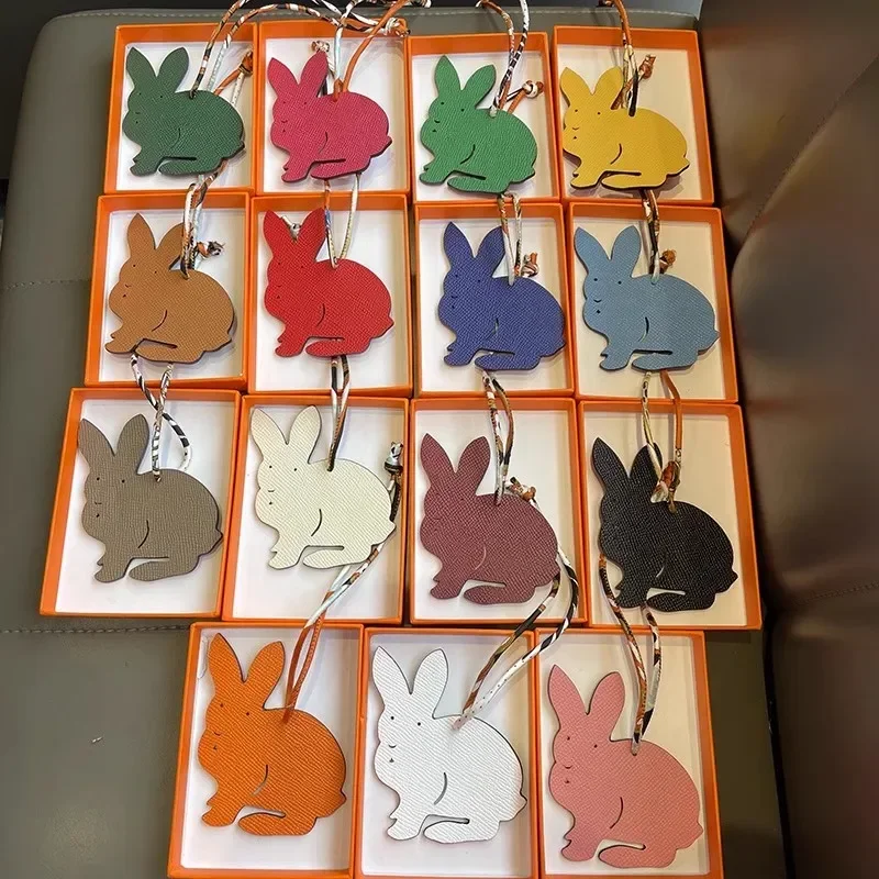 

Fashion Real Leather Two Side Rabbit Hanger Keychain Bag Backpack Pendant Charm Ornaments Holders