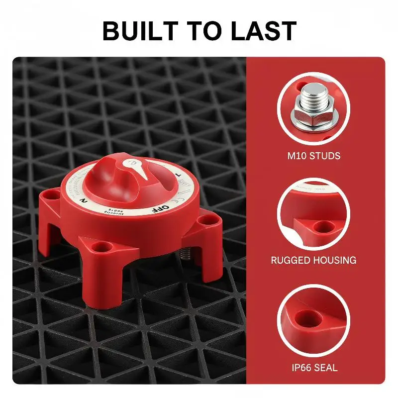 Marine Battery Selector Switch 4 Position Heavy Duty Waterproof for Offshore Sailboat Sailing Use