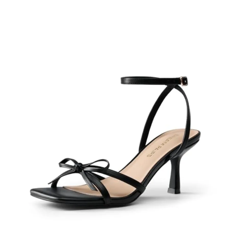 

DREAM PAIRS 202 Women's Bow Heels -Kitten Heels for Women, Square Toe Strappy Heeled Sandals, Elegant Wedding and Bridal Bownot