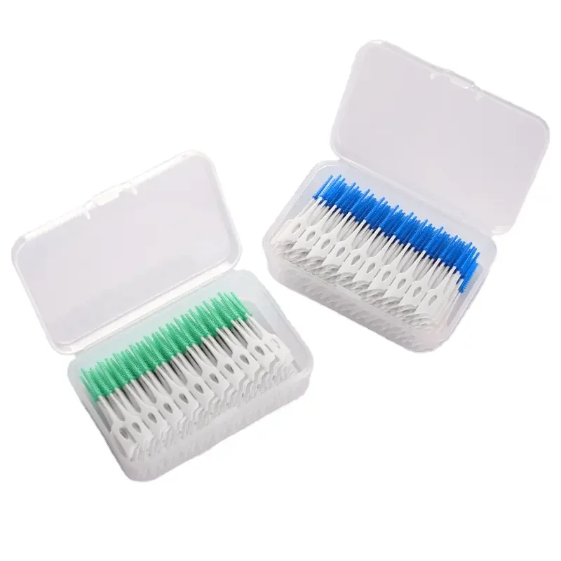 Silicone Interdental Brushes Box Super Soft Dental Escova de limpeza Dental Dental Floss Toothpicks Ferramentas de cuidados orais Limpador de dentes 200 Pcs