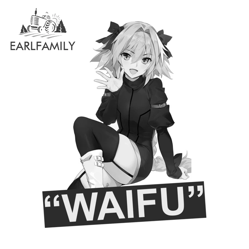 

EARLFAMILY Astolfo Black Car Stickers Bumper Window Creative Funny Cartoon Fuel Tank Cap Decals Practical Waterproof Decoration