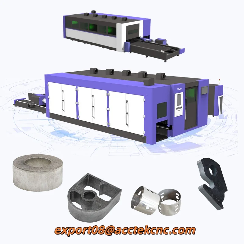 Environmentally AKJ1530FBCR Fiber Laser Cutting Machine With Rotary For Pipes and Metals Steel Iron Aluminum Plate Processing