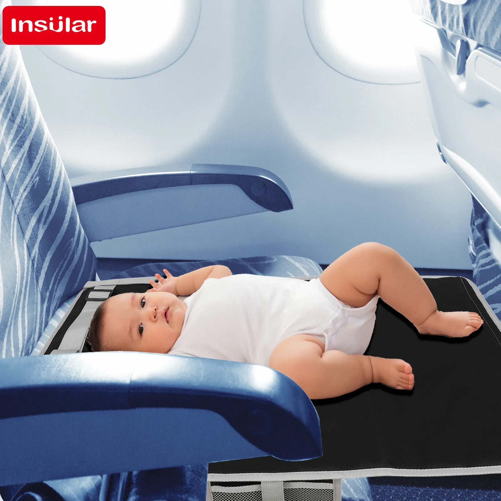 Child Nonslip Hammock Travel Bed Foldable Kid Plane Seat Extender Cushion Portable Seat Extend Pad Footrest Trip Essentials 1-3Y