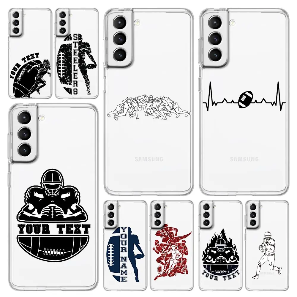 Phone Case For Samsung Galaxy S24 Ultra S23 FE S22 S20 S21 5G S10 S9 Plus S10E S8 Soft Silicone Clear Rugby Ball Cover