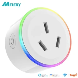 Melery Wifi Smart Power Plug AU Adapter Color LED Light Mini Homekit Socket Voice Control Works with Alexa Google Home Tuya App