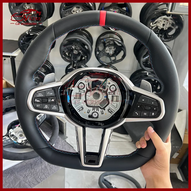 

Full leather steering wheel,Used for BMW G30 G31 G26 G03 G04 G07 G07 G8 G87 G80 G82 G81 F90 G06 G05 G20 G22, old upgrade,