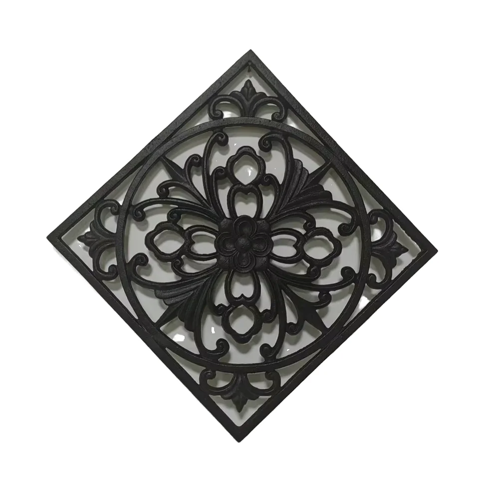 Square Bamboo Plant Caddy with Cast Iron Rolling Stands Wheeled Garden Mover Rollers Dolly Coaster for Plants