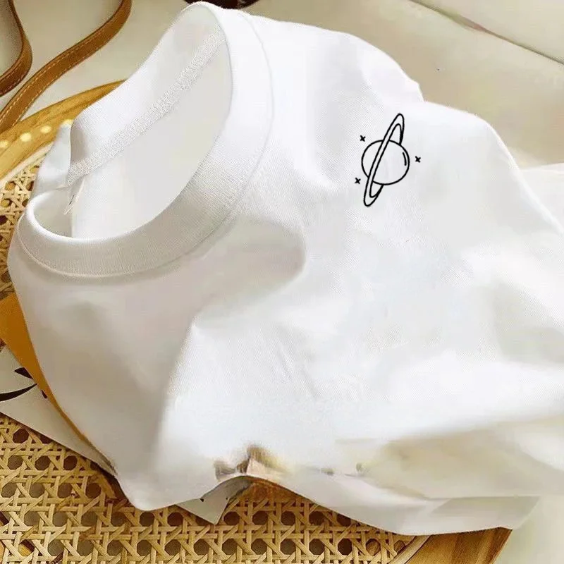 Summer new cotton short-sleeved white women\'s T-shirt loose printing personalized bottoming shirt short-sleeved half-sleeved