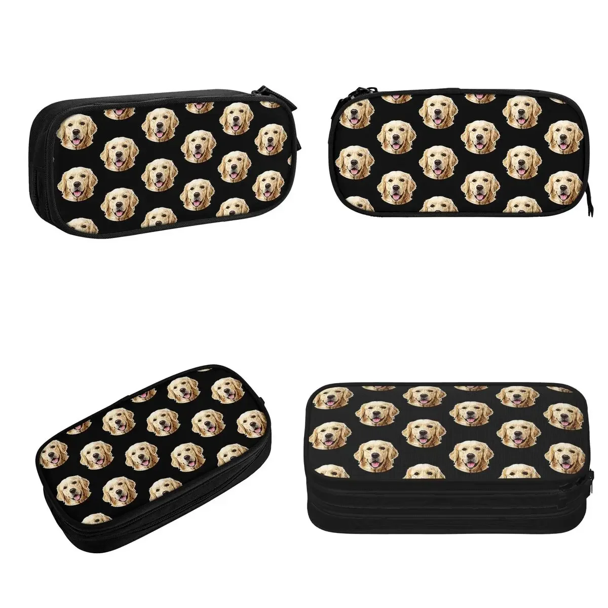 Funny Golden Retriever Face Portrait Pencil Cases Large Capacity Pen Bags Pen Box Pencil Pouch For Boys Girls Stationery School