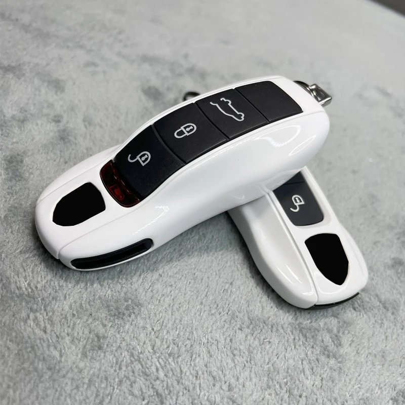 Key Case Pure White for Porsche 718 911 Panamera Cayenne Macan Boxster Cayman Car Key Shell Cover Remote Control Fob Replace