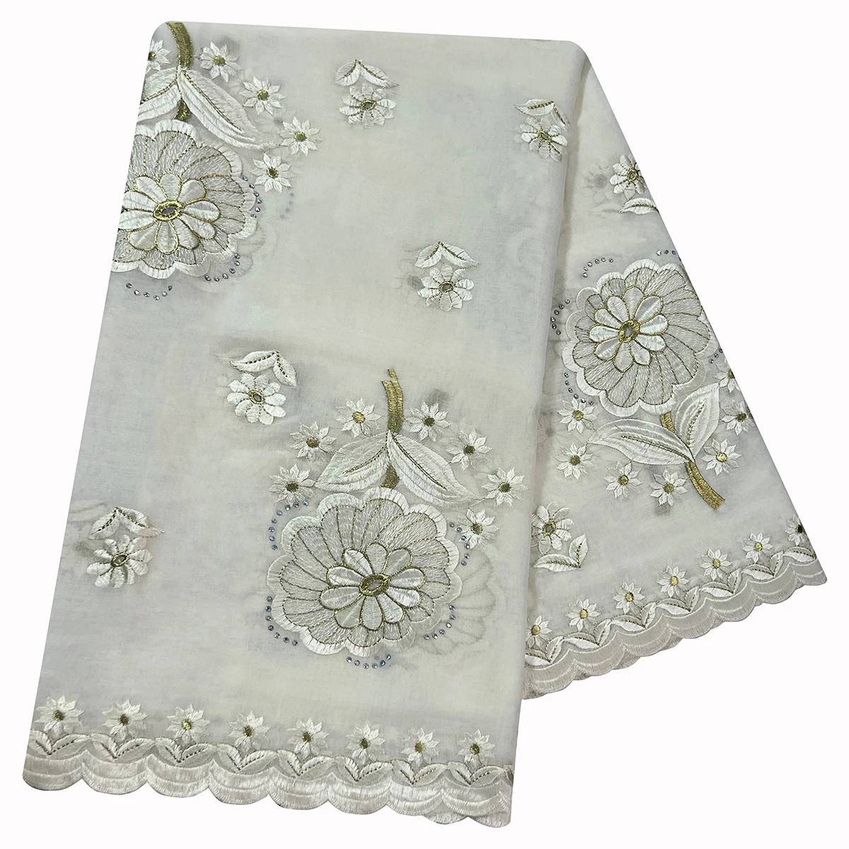 African Women Hijab Muslim Scarf Dubai Excellent Style High Quality 100% Cotton Fabric Rayon Cotton Thread Eembroidered Scarf