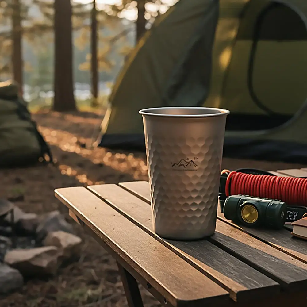 Ultralight Pure Titanium Camping Cup 350/500/600ml Portable Outdoor Coffee Tea Mug Picnic Beer Juice Cup Camping Tableware gallery 3