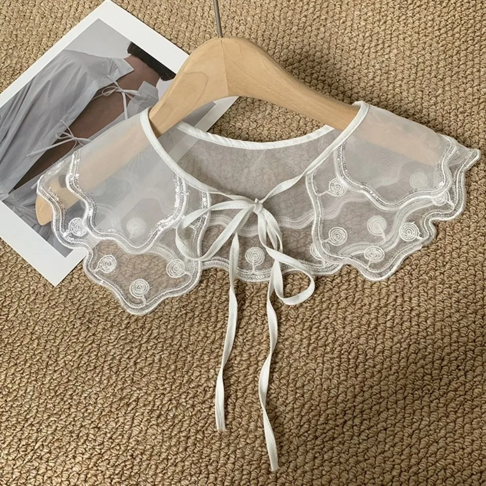 Sweet Hollow Out False Collar Mesh Round Neck Crochet Shawl Detachable Collar Knitted Clothes Decoration