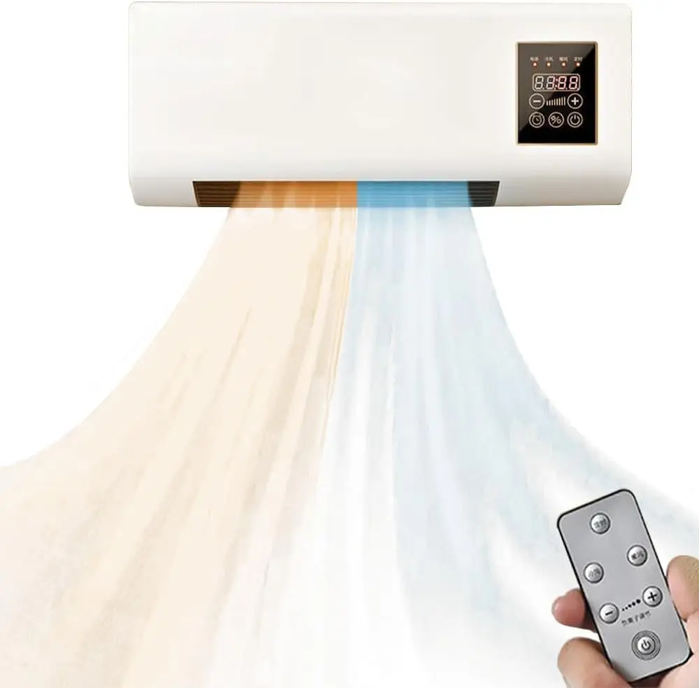 Portable Air Fan, 2000W Wall-Mounted Heater with Remote Control, 8-Hour Timer, Ideal for Home, Bedroom, Living Room, Office