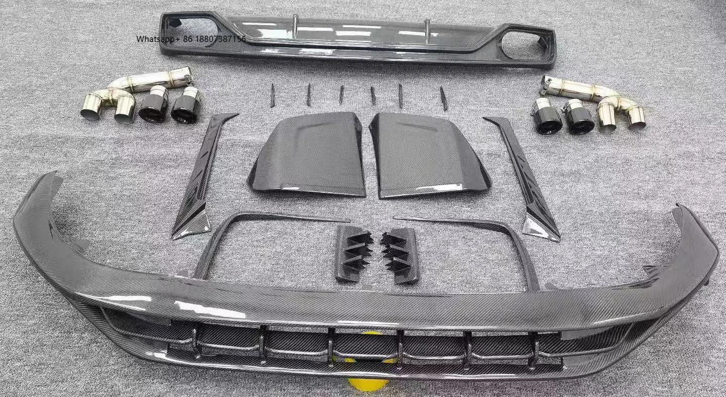 

Новый комплект переднего/заднего бампера Yaochi для Audi Q8 с вырезами под выхлоп, из углеродного волокна, крепление на болтах