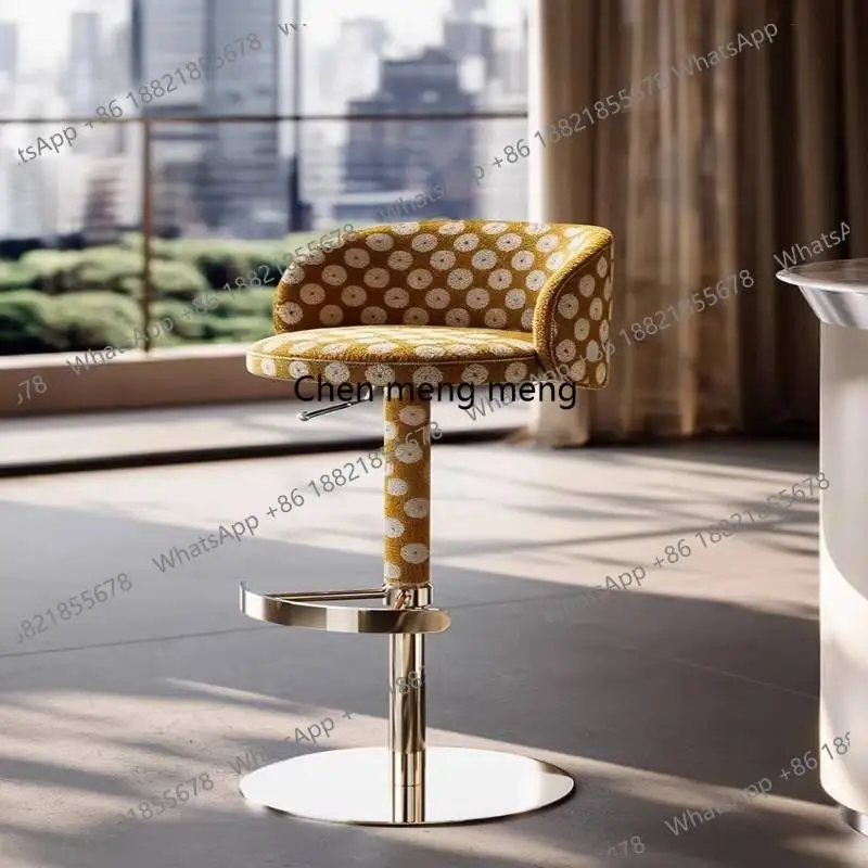 

Modern Luxury Bar Chair Design Backrest Cloth Adjustable Bar Chair Ergonomic Swivel Velvet Sillas Silla Alta