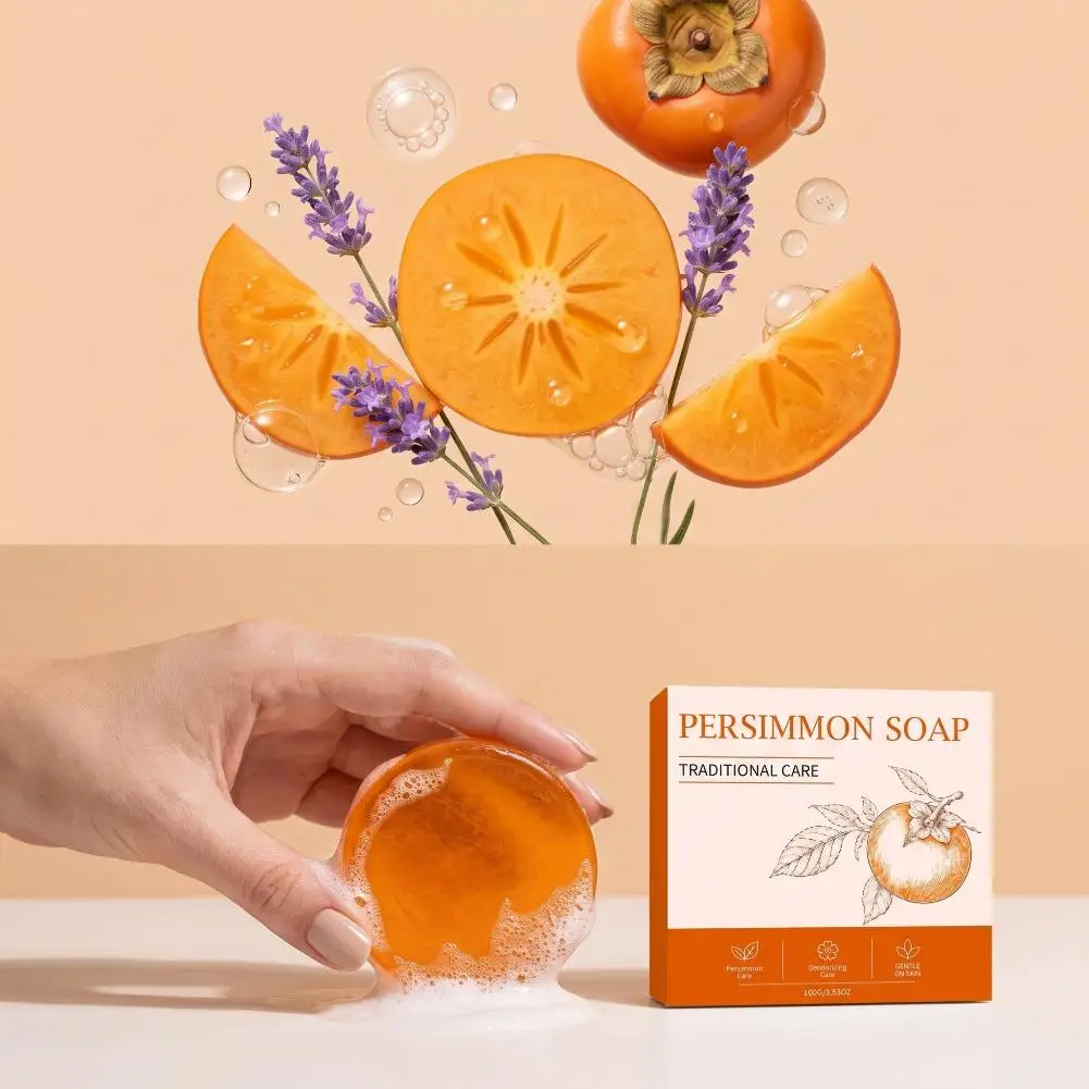 Persimmon Body Deodorizing Soap Bar, Natural Extract Body Clean Persimmon Soap, For Men & Women Long Lasting Freshness Of Body