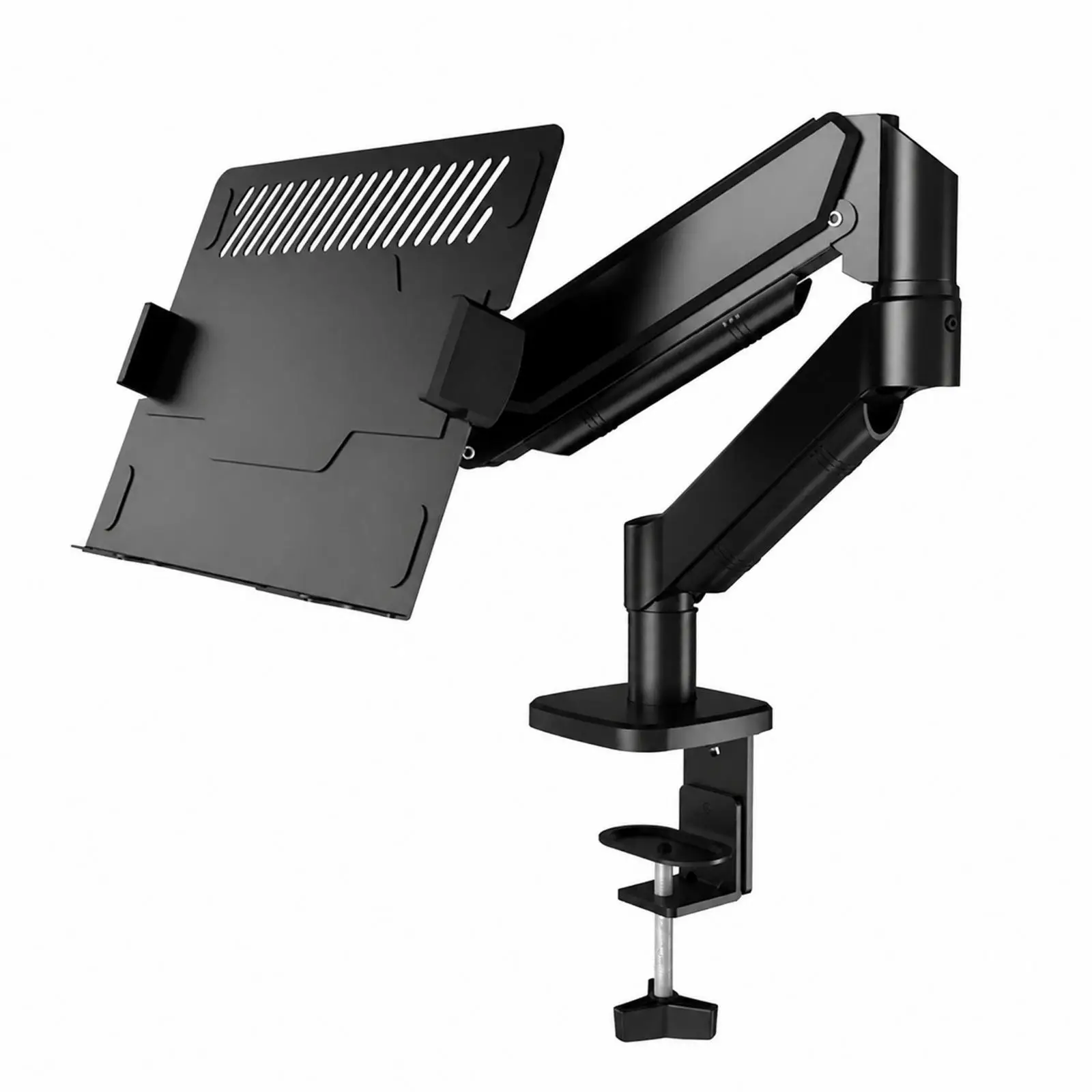 Versatile Monitor Support Arm Laptop Tray with Ventilation Holes Gas Spring Mechanism for 10-17 Inch Devices Home Office
