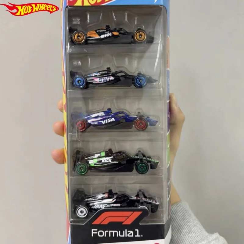 Hot Original Hot Wheels Car 2025 5pk Race Team F1 Formula1 Jbj78 1/64 Collection Diecast Vehicle Model Toys Gift For Birthday