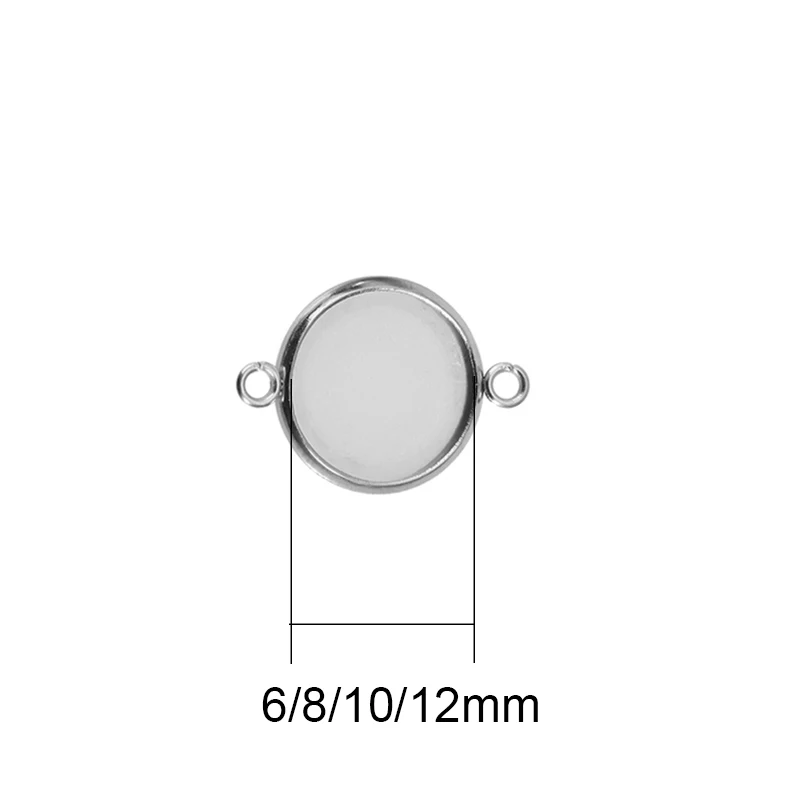 20pcs Never Fade 6 8 10 12 mm Stainless Steel Bracelets Settings Charms Pendants Base Cabochon Tray For Jewelry Necklace Making