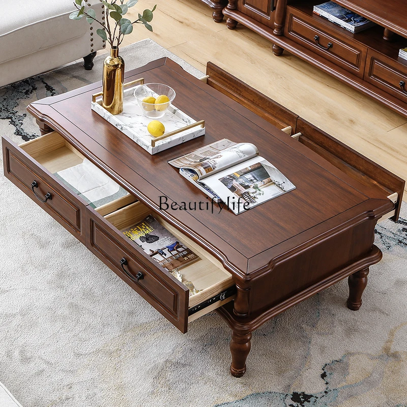 طاولة قهوة من الخشب الصلب مصنوعة من خشب الجوز الأمريكي وأثاث غرفة معيشة بسيط وحديث #3